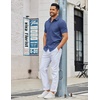 image:imageCOOFANDY Mens Button Down Shirts Short Sleeve Casual Dress Shirts Untucked Summer Shirt with PocketDenim Blue