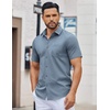 image:imageCOOFANDY Mens Button Down Shirts Short Sleeve Casual Dress Shirts Untucked Summer Shirt with PocketGrey Blue
