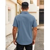image:imageCOOFANDY Mens Button Down Shirts Short Sleeve Casual Dress Shirts Untucked Summer Shirt with PocketGrey Blue