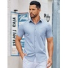 image:imageCOOFANDY Mens Button Down Shirts Short Sleeve Casual Dress Shirts Untucked Summer Shirt with PocketLight Blue