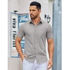 image:imageCOOFANDY Mens Button Down Shirts Short Sleeve Casual Dress Shirts Untucked Summer Shirt with PocketLight Grey