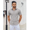 image:imageCOOFANDY Mens Button Down Shirts Short Sleeve Casual Dress Shirts Untucked Summer Shirt with PocketLight Grey