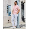 image:imageCOOFANDY Mens Button Down Shirts Short Sleeve Casual Dress Shirts Untucked Summer Shirt with PocketLight Pink