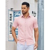 image:imageCOOFANDY Mens Button Down Shirts Short Sleeve Casual Dress Shirts Untucked Summer Shirt with PocketLight Pink