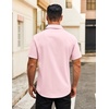 image:imageCOOFANDY Mens Button Down Shirts Short Sleeve Casual Dress Shirts Untucked Summer Shirt with PocketLight Pink