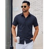 image:imageCOOFANDY Mens Button Down Shirts Short Sleeve Casual Dress Shirts Untucked Summer Shirt with PocketNavy Blue
