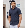 image:imageCOOFANDY Mens Button Down Shirts Short Sleeve Casual Dress Shirts Untucked Summer Shirt with PocketNavy Blue