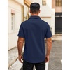 image:imageCOOFANDY Mens Button Down Shirts Short Sleeve Casual Dress Shirts Untucked Summer Shirt with PocketNavy Blue