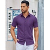image:imageCOOFANDY Mens Button Down Shirts Short Sleeve Casual Dress Shirts Untucked Summer Shirt with PocketPurple