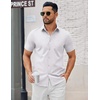 image:imageCOOFANDY Mens Button Down Shirts Short Sleeve Casual Dress Shirts Untucked Summer Shirt with PocketWhite