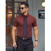 image:imageCOOFANDY Mens Button Down Shirts Short Sleeve Casual Dress Shirts Untucked Summer Shirt with PocketWine Red