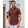 image:imageCOOFANDY Mens Button Down Shirts Short Sleeve Casual Dress Shirts Untucked Summer Shirt with PocketWine Red