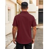 image:imageCOOFANDY Mens Button Down Shirts Short Sleeve Casual Dress Shirts Untucked Summer Shirt with PocketWine Red