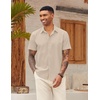 image:imageCOOFANDY Mens Button Down Short Sleeve Beach Shirts Casual Summer Button Up Cruise Vacation Linen ShirtBeige