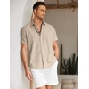 image:imageCOOFANDY Mens Button Down Short Sleeve Beach Shirts Casual Summer Button Up Cruise Vacation Linen ShirtBeige