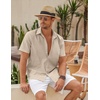 image:imageCOOFANDY Mens Button Down Short Sleeve Beach Shirts Casual Summer Button Up Cruise Vacation Linen ShirtBeige