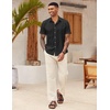 image:imageCOOFANDY Mens Button Down Short Sleeve Beach Shirts Casual Summer Button Up Cruise Vacation Linen ShirtBlack