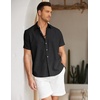 image:imageCOOFANDY Mens Button Down Short Sleeve Beach Shirts Casual Summer Button Up Cruise Vacation Linen ShirtBlack