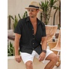 image:imageCOOFANDY Mens Button Down Short Sleeve Beach Shirts Casual Summer Button Up Cruise Vacation Linen ShirtBlack