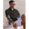 image:imageCOOFANDY Mens Button Down Short Sleeve Beach Shirts Casual Summer Button Up Cruise Vacation Linen ShirtBlack