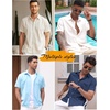 image:imageCOOFANDY Mens Button Down Short Sleeve Beach Shirts Casual Summer Button Up Cruise Vacation Linen ShirtChampagne