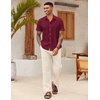 image:imageCOOFANDY Mens Button Down Short Sleeve Beach Shirts Casual Summer Button Up Cruise Vacation Linen ShirtCrimson