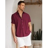 image:imageCOOFANDY Mens Button Down Short Sleeve Beach Shirts Casual Summer Button Up Cruise Vacation Linen ShirtCrimson