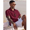image:imageCOOFANDY Mens Button Down Short Sleeve Beach Shirts Casual Summer Button Up Cruise Vacation Linen ShirtCrimson