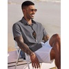 image:imageCOOFANDY Mens Button Down Short Sleeve Beach Shirts Casual Summer Button Up Cruise Vacation Linen ShirtDark Grey