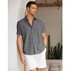 image:imageCOOFANDY Mens Button Down Short Sleeve Beach Shirts Casual Summer Button Up Cruise Vacation Linen ShirtDark Grey