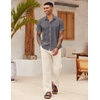 image:imageCOOFANDY Mens Button Down Short Sleeve Beach Shirts Casual Summer Button Up Cruise Vacation Linen ShirtDark Grey