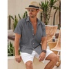 image:imageCOOFANDY Mens Button Down Short Sleeve Beach Shirts Casual Summer Button Up Cruise Vacation Linen ShirtDark Grey