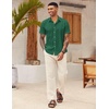 image:imageCOOFANDY Mens Button Down Short Sleeve Beach Shirts Casual Summer Button Up Cruise Vacation Linen ShirtEvergreen