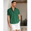 image:imageCOOFANDY Mens Button Down Short Sleeve Beach Shirts Casual Summer Button Up Cruise Vacation Linen ShirtEvergreen