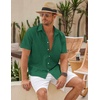 image:imageCOOFANDY Mens Button Down Short Sleeve Beach Shirts Casual Summer Button Up Cruise Vacation Linen ShirtEvergreen