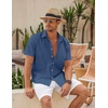 image:imageCOOFANDY Mens Button Down Short Sleeve Beach Shirts Casual Summer Button Up Cruise Vacation Linen ShirtGalaxy Blue