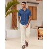 image:imageCOOFANDY Mens Button Down Short Sleeve Beach Shirts Casual Summer Button Up Cruise Vacation Linen ShirtGalaxy Blue