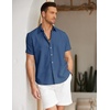 image:imageCOOFANDY Mens Button Down Short Sleeve Beach Shirts Casual Summer Button Up Cruise Vacation Linen ShirtGalaxy Blue