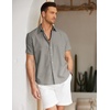 image:imageCOOFANDY Mens Button Down Short Sleeve Beach Shirts Casual Summer Button Up Cruise Vacation Linen ShirtGrey