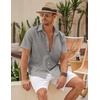 image:imageCOOFANDY Mens Button Down Short Sleeve Beach Shirts Casual Summer Button Up Cruise Vacation Linen ShirtGrey