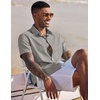 image:imageCOOFANDY Mens Button Down Short Sleeve Beach Shirts Casual Summer Button Up Cruise Vacation Linen ShirtGrey