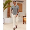 image:imageCOOFANDY Mens Button Down Short Sleeve Beach Shirts Casual Summer Button Up Cruise Vacation Linen ShirtGrey