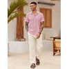 image:imageCOOFANDY Mens Button Down Short Sleeve Beach Shirts Casual Summer Button Up Cruise Vacation Linen ShirtIcy Pink