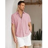 image:imageCOOFANDY Mens Button Down Short Sleeve Beach Shirts Casual Summer Button Up Cruise Vacation Linen ShirtIcy Pink
