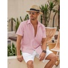 image:imageCOOFANDY Mens Button Down Short Sleeve Beach Shirts Casual Summer Button Up Cruise Vacation Linen ShirtIcy Pink