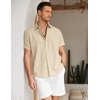 image:imageCOOFANDY Mens Button Down Short Sleeve Beach Shirts Casual Summer Button Up Cruise Vacation Linen ShirtKhaki