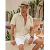 image:imageCOOFANDY Mens Button Down Short Sleeve Beach Shirts Casual Summer Button Up Cruise Vacation Linen ShirtKhaki