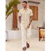 image:imageCOOFANDY Mens Button Down Short Sleeve Beach Shirts Casual Summer Button Up Cruise Vacation Linen ShirtKhaki