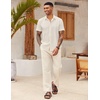 image:imageCOOFANDY Mens Button Down Short Sleeve Beach Shirts Casual Summer Button Up Cruise Vacation Linen ShirtLight Khaki