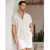 image:imageCOOFANDY Mens Button Down Short Sleeve Beach Shirts Casual Summer Button Up Cruise Vacation Linen ShirtLight Khaki